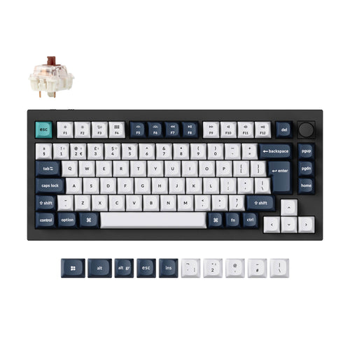 Keychron Q1 Max QMK/VIA wireless custom mechanical keyboard 75 percent layout full aluminum black for Mac Windows Linux Gateron Jupiter brown ISO UK layout