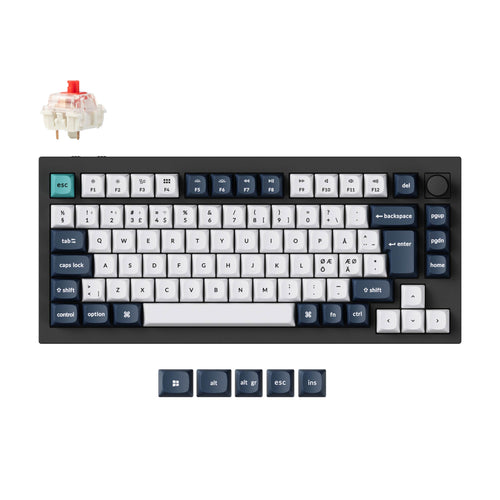 Keychron Q1 Max QMK/VIA wireless custom mechanical keyboard 75 percent layout full aluminum black for Mac Windows Linux Gateron Jupiter red ISO Nordic layout