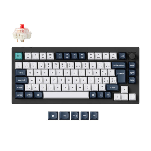 Keychron Q1 Max QMK/VIA wireless custom mechanical keyboard 75 percent layout full aluminum black for Mac Windows Linux Gateron Jupiter red ISO Swiss layout