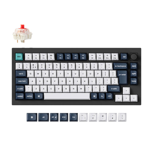 Keychron Q1 Max QMK/VIA wireless custom mechanical keyboard 75 percent layout full aluminum black for Mac Windows Linux Gateron Jupiter red ISO UK layout