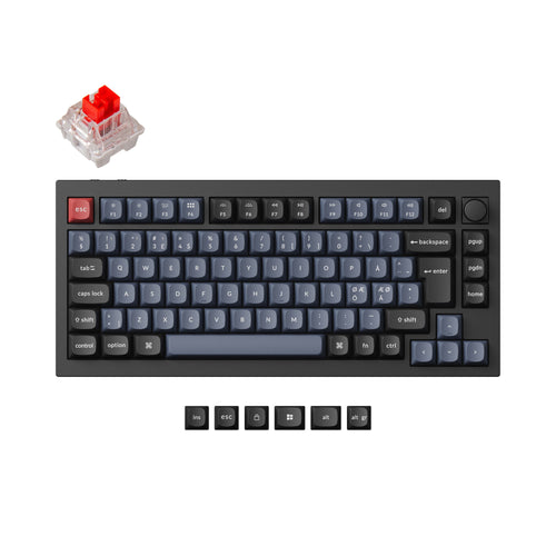Keychron Q1 Pro QMK VIA custom mechanical keyboard 75 percent layout PBT Keycaps hot-swappable Keychron K Pro switch red ISO Nordic layout