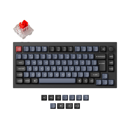 Keychron Q1 Pro QMK VIA custom mechanical keyboard 75 percent layout PBT Keycaps hot-swappable Keychron K Pro switch red ISO UK layout