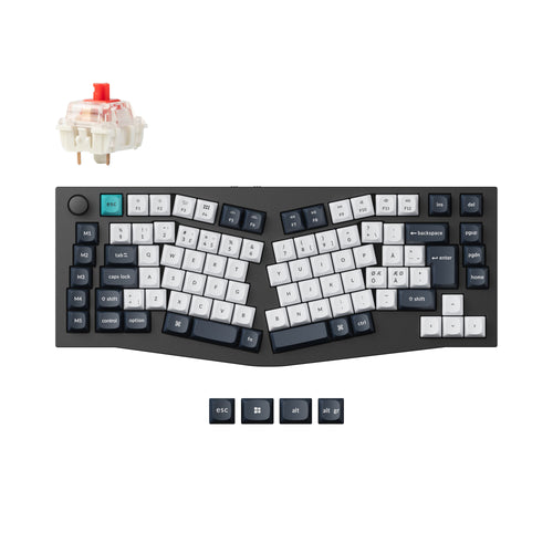 Keychron Q10 Pro QMK/VIA wireless custom mechanical keyboard 75 percent Alice layout full aluminum black  for Mac Windows Linux Gateron Jupiter red ISO Nordic layout