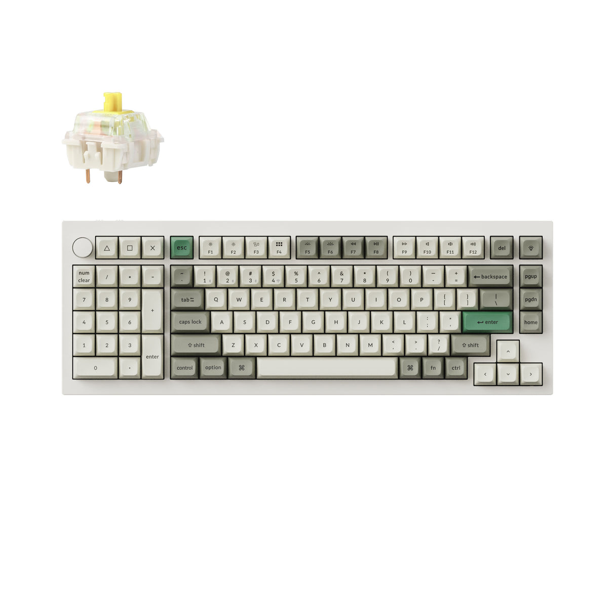 Keychron Q12 Max QMK/VIA Wireless Custom Mechanical Keyboard 96 Percent Layout Aluminum White Fully Assembled Knob for Mac Windows Linux Gateron Jupiter Banana