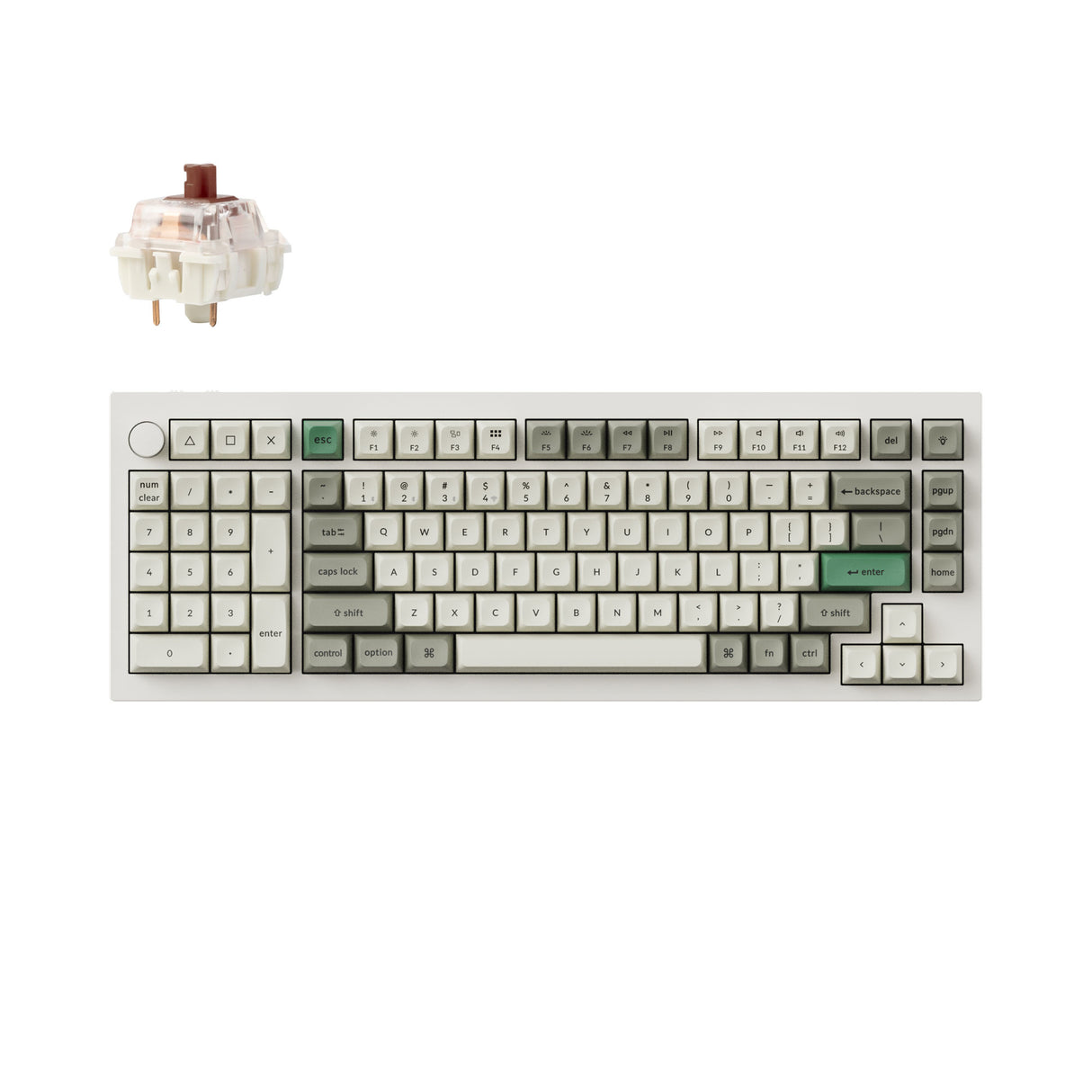 Keychron Q12 Max QMK/VIA Wireless Custom Mechanical Keyboard 96 Percent Layout Aluminum White Fully Assembled Knob for Mac Windows Linux Gateron Jupiter Brown