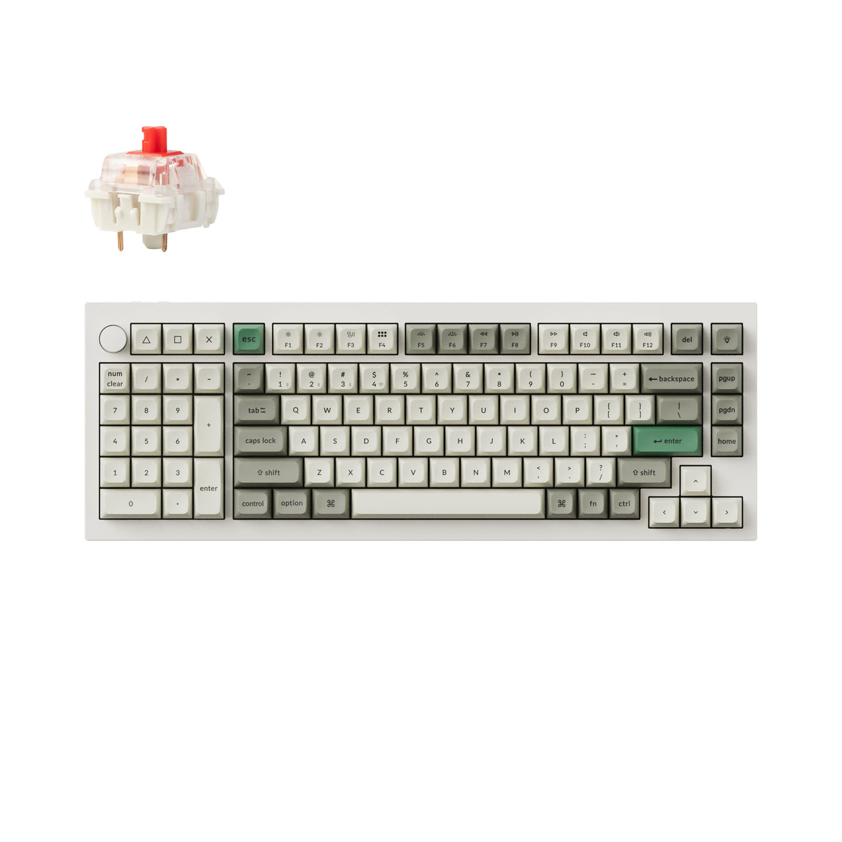 Keychron Q12 Max QMK/VIA Wireless Custom Mechanical Keyboard 96 Percent Layout Aluminum White Fully Assembled Knob for Mac Windows Linux Gateron Jupiter Red