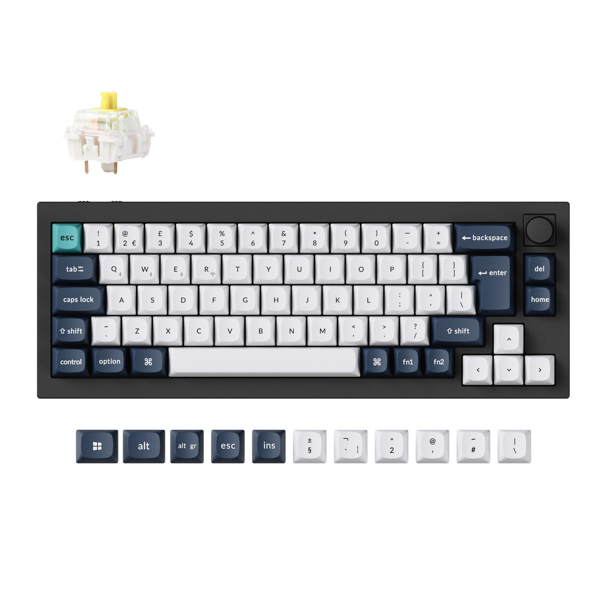 Keychron Q2 Max QMK/VIA wireless custom mechanical keyboard 65 percent layout full aluminum black for Mac Windows Linux Gateron Jupiter banana ISO UK layout