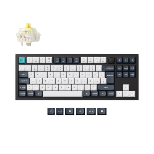 Keychron Q3 Max QMK/VIA wireless custom mechanical keyboard 80 percent layout full aluminum black for Mac Windows Linux Gateron Jupiter banana ISO German layout