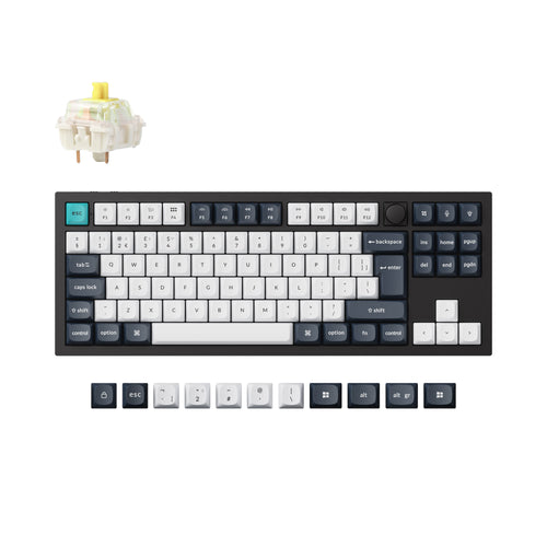 Keychron Q3 Max QMK/VIA wireless custom mechanical keyboard 80 percent layout full aluminum black for Mac Windows Linux Gateron Jupiter banana ISO UK layout