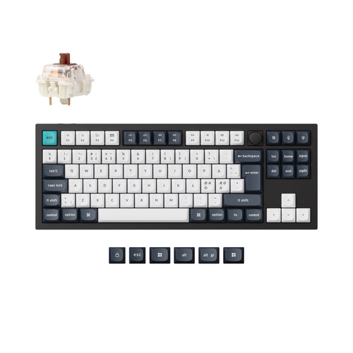 Keychron Q3 Max QMK/VIA wireless custom mechanical keyboard 80 percent layout full aluminum black for Mac Windows Linux Gateron Jupiter brown ISO Nordic layout