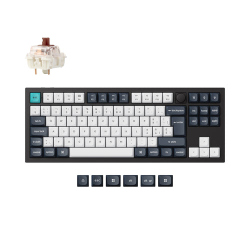 Keychron Q3 Max QMK/VIA wireless custom mechanical keyboard 80 percent layout full aluminum black for Mac Windows Linux Gateron Jupiter brown ISO Swiss layout