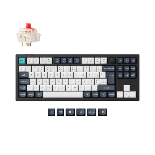 Keychron Q3 Max QMK/VIA wireless custom mechanical keyboard 80 percent layout full aluminum black for Mac Windows Linux Gateron Jupiter red ISO Swiss layout