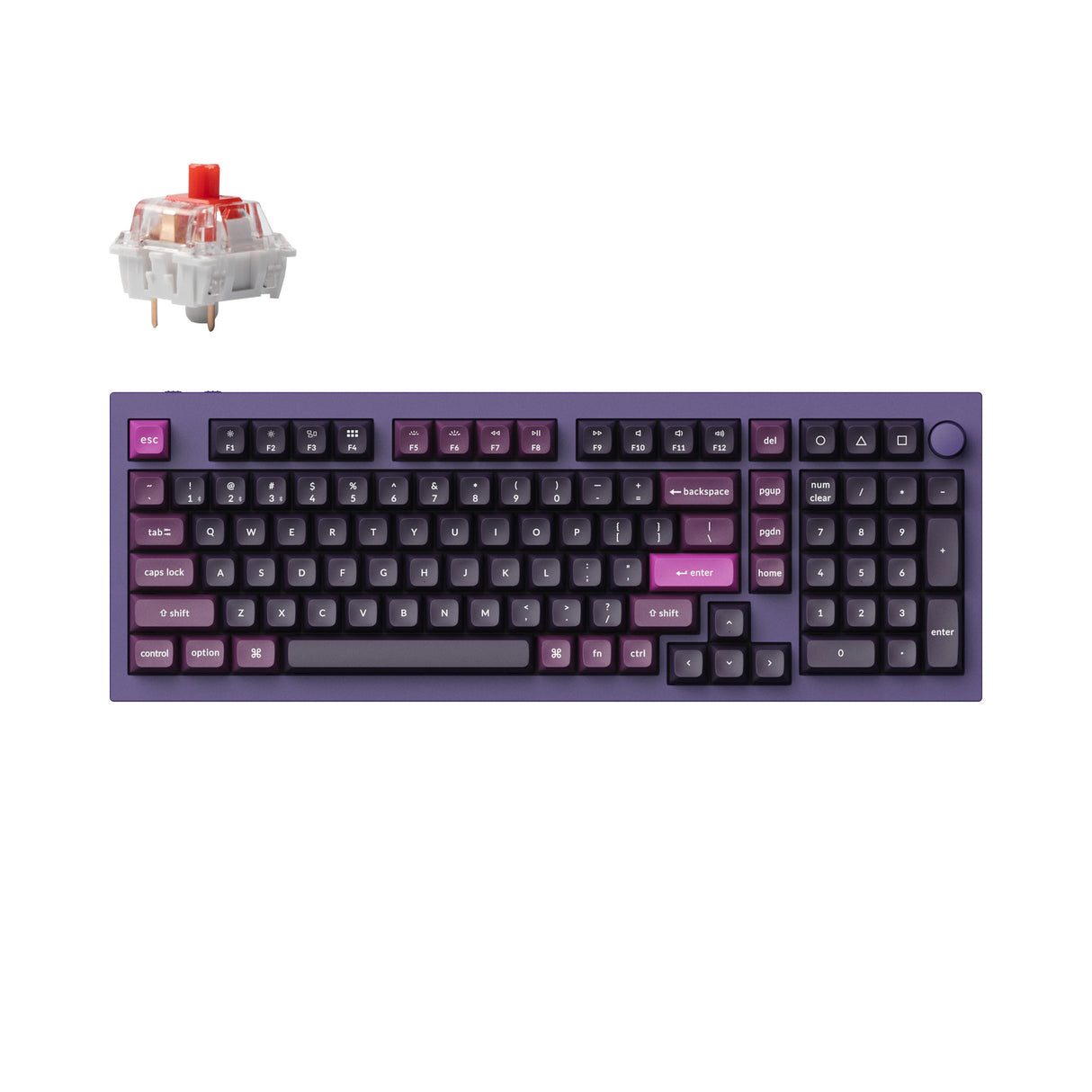 Keychron Q5 Pro QMK/VIA wireless custom mechanical keyboard 96 percent layout full aluminum purple frame for Mac WIndows Linux RGB backlight hot-swappable K Pro switch red