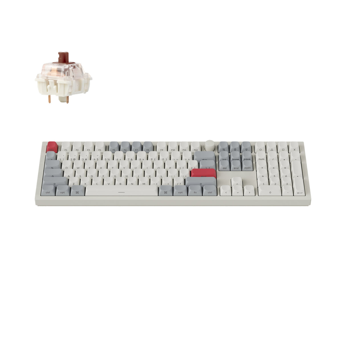 Keychron Q6 Max QMK VIA Wireless Custom Mechanical Keyboard 100% Layout Aluminum White Side-Printed PBT Keycaps for Mac Windows Linux Gateron Jupiter Brown