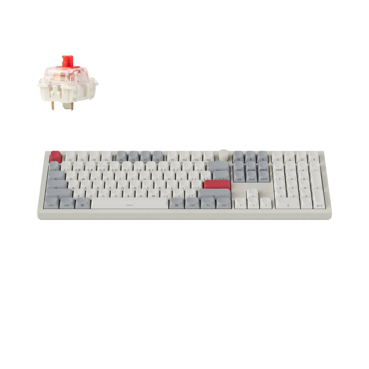 Keychron Q6 Max QMK VIA Wireless Custom Mechanical Keyboard 100% Layout Aluminum White Side-Printed PBT Keycaps for Mac Windows Linux Gateron Jupiter Red