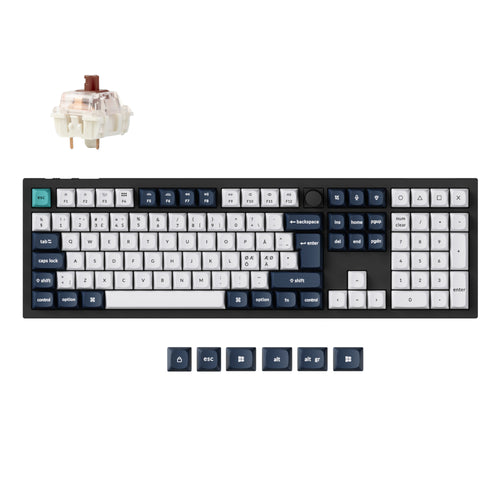 Keychron Q6 Max QMK/VIA wireless custom mechanical keyboard 100 percent layout full aluminum black for Mac Windows Linux Gateron Jupiter brown ISO Nordic layout