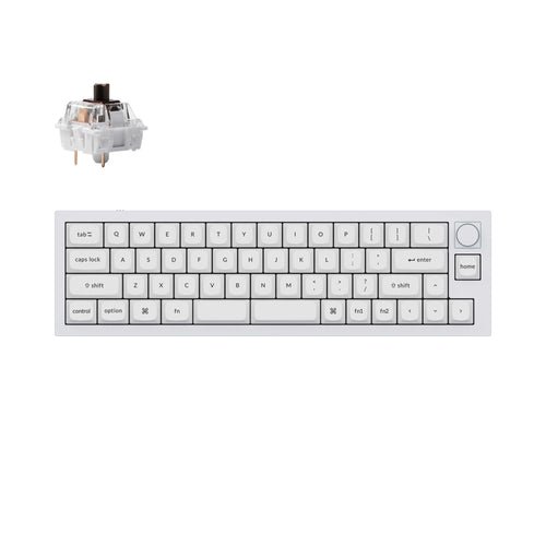 Keychron Q9 Plus QMK/VIA custom mechanical keyboard knob version 40 percent layout full aluminum body for Mac Windows Linux fully assembled white frame with brown switch