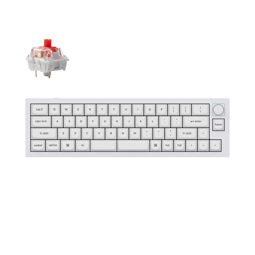 Keychron Q9 Plus QMK/VIA custom mechanical keyboard knob version 40 percent layout full aluminum body for Mac Windows Linux fully assembled white frame with red switch