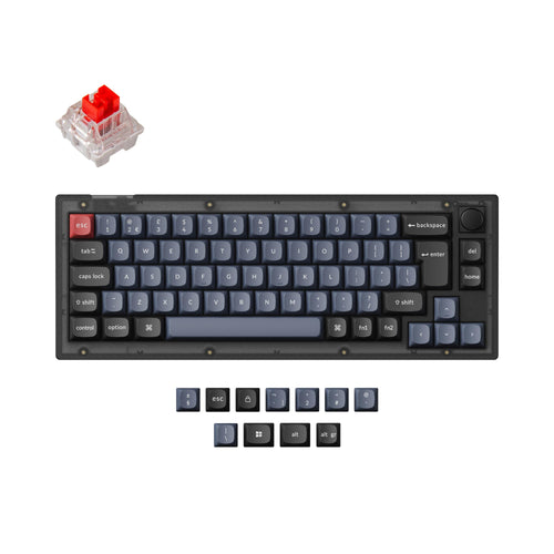 Keychron V2 QMK VIA custom mechanical keyboard 65 percent layout hot-swappable PBT keycaps Keychron K Pro switch red ISO UK layout