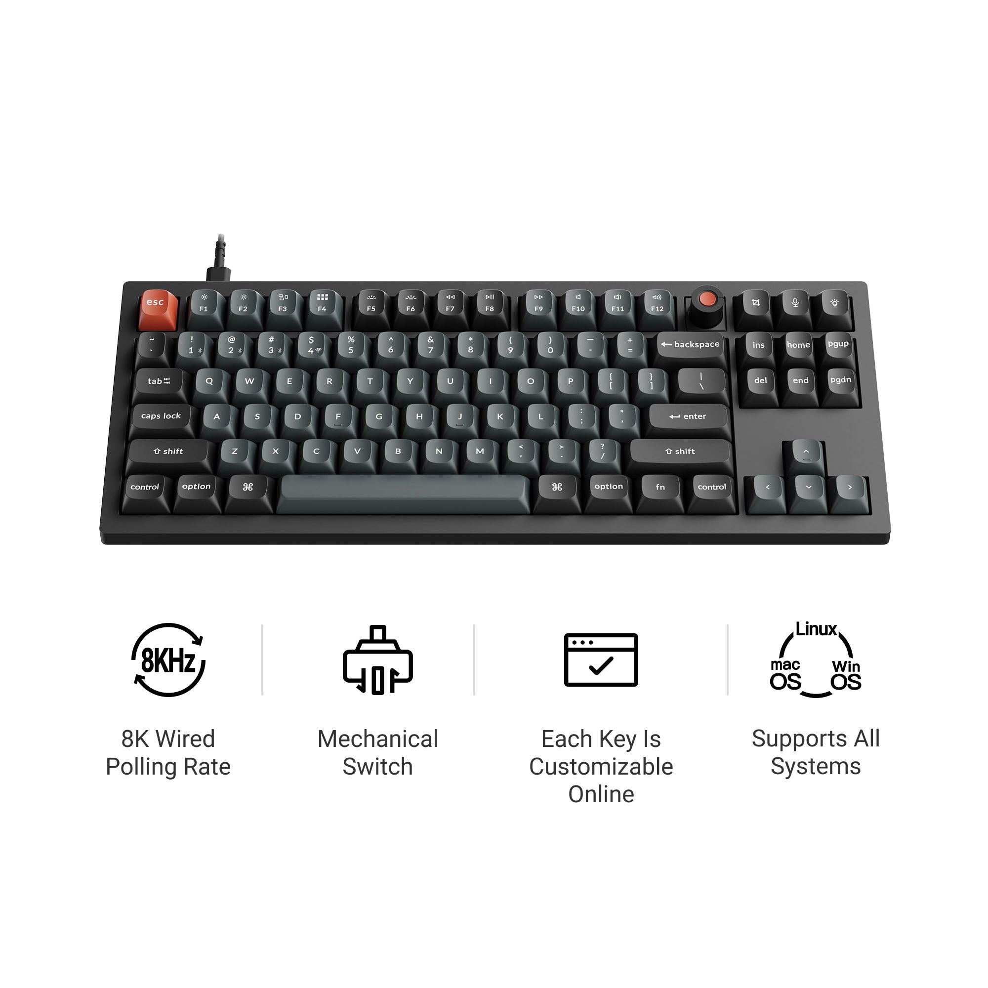 Keychron V3 8K QMK Wired Custom Mechanical Keyboard keyboard image