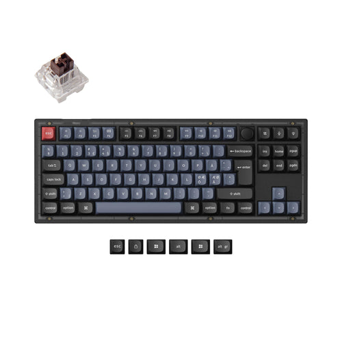 Keychron V3 QMK VIA custom mechanical keyboard 80 percent layout hot-swappable PBT keycaps Keychron K Pro switch brown ISO Nordic layout