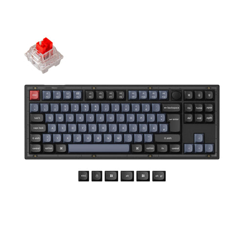 Keychron V3 QMK VIA custom mechanical keyboard 80 percent layout hot-swappable PBT keycaps Keychron K Pro switch red ISO German layout