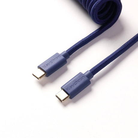 Keychron custom coiled aviator USB Type-C cable 8K version blue color