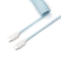 Keychron custom coiled aviator USB Type-C cable 8K version Light Blue color