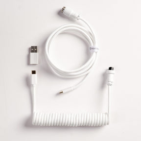 Keychron custom coiled aviator USB Type-C cable 8K version with straight connector for keyboards White color