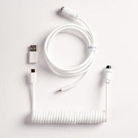 Keychron custom coiled aviator USB Type-C cable 8K version with straight connector for keyboards White color