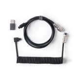 Keychron custom coiled aviator USB type-C cable black color with angled connector