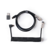 Keychron custom coiled aviator USB type-C cable black color with angled connector