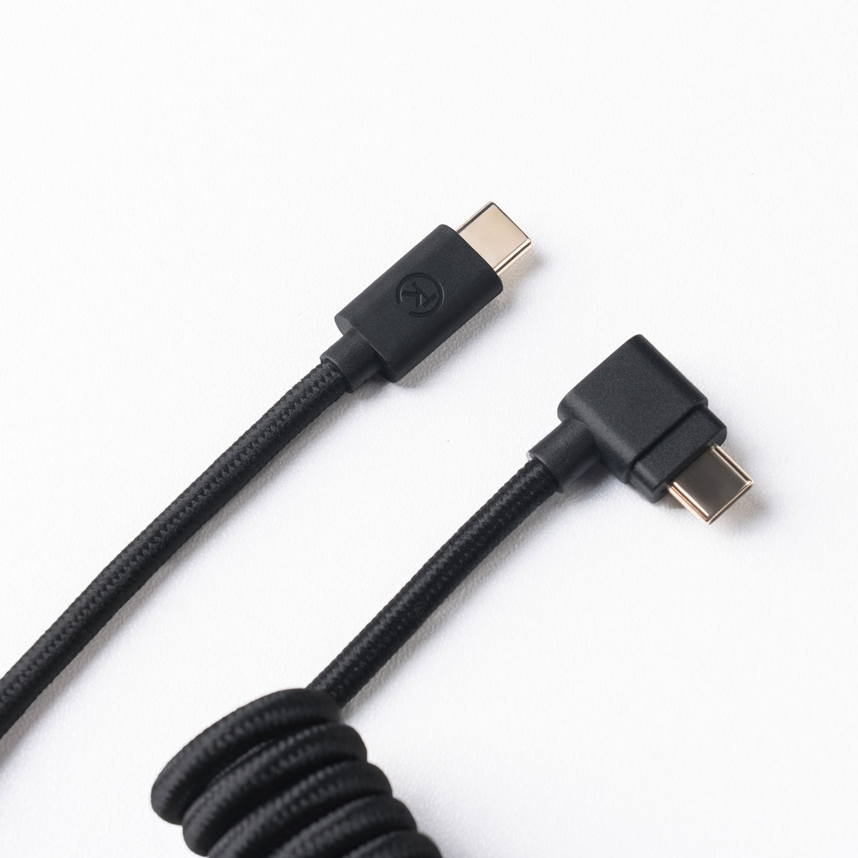 Keychron custom coiled aviator USB type-C cable black color with angled connector
