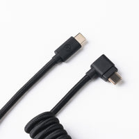 Keychron custom coiled aviator USB type-C cable black color with angled connector