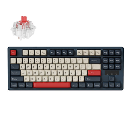 Keychron J4 QMK Wireless Custom Mechanical Keyboard RGB Backlight Dark Blue  Keychron Super Red