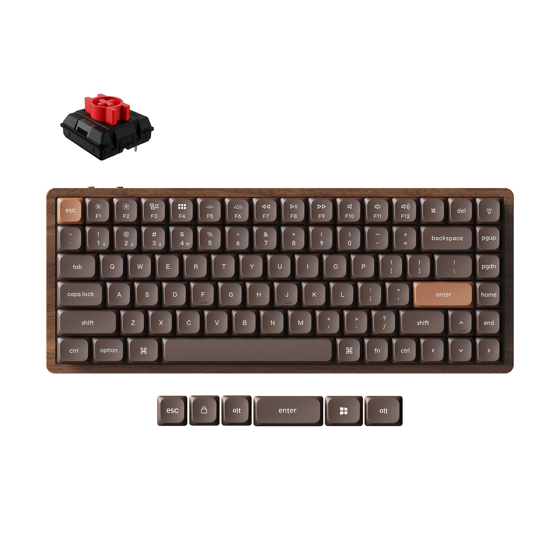 K Max series Keychron K3 Max QMK Wireless Custom Mechanical Keyboard - All-Wood Special Edition - All-Wood / Keychron Milk POM Red