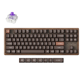 Wooden mechanical keyboard with a magnetic switch and extra Windows keycaps.