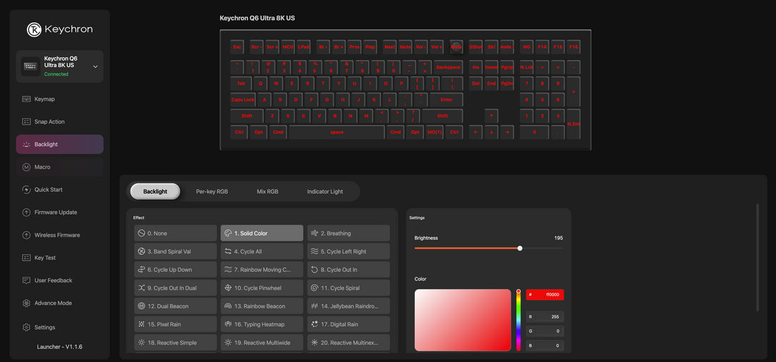 Keychron Launcher — Backlight