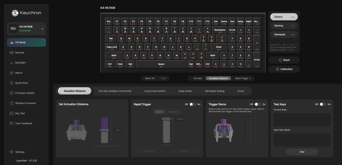 Modo HE no Keychron Launcher