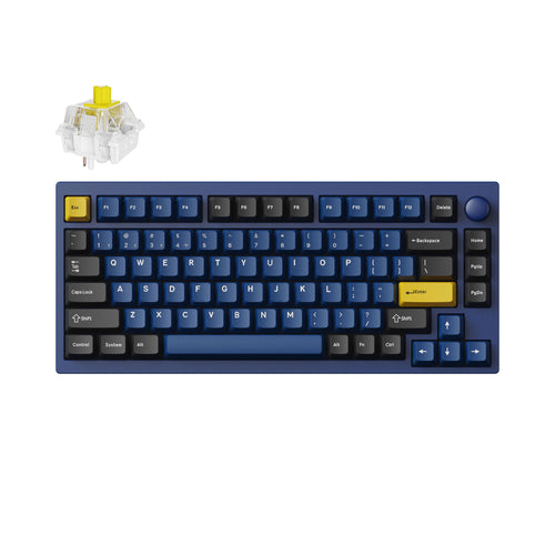 Lemokey P1 Pro QMK/VIA Wireless Custom Gaming Keyboard 75 percent Layout Aluminum Navy Blue Fully Assembled for Windows Mac Linux Keychron Super Banana