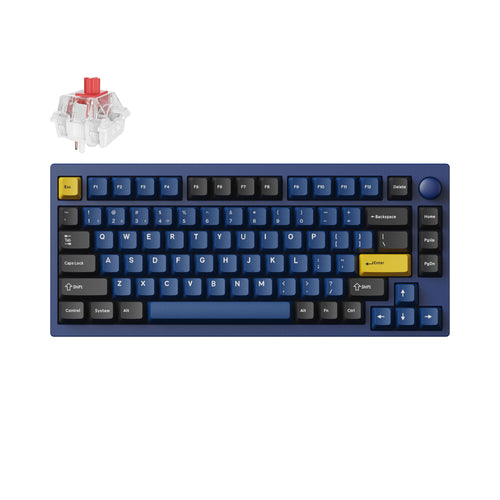 Lemokey P1 Pro QMK/VIA Wireless Custom Gaming Keyboard 75 percent Layout Aluminum Navy Blue Fully Assembled for Windows Mac Linux Keychron Super Red