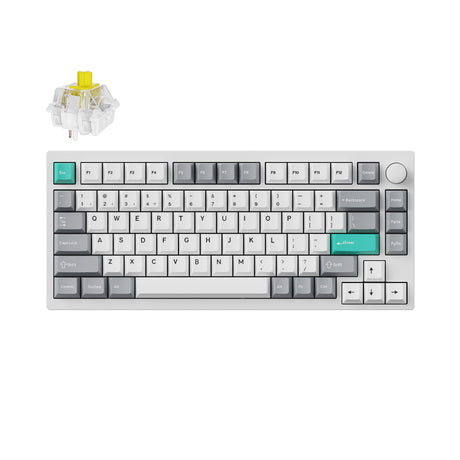 Lemokey P1 Pro QMK/VIA Wireless Custom Gaming Keyboard 75 percent Layout Aluminum White Fully Assembled for Windows Mac Linux Keychron Super Banana