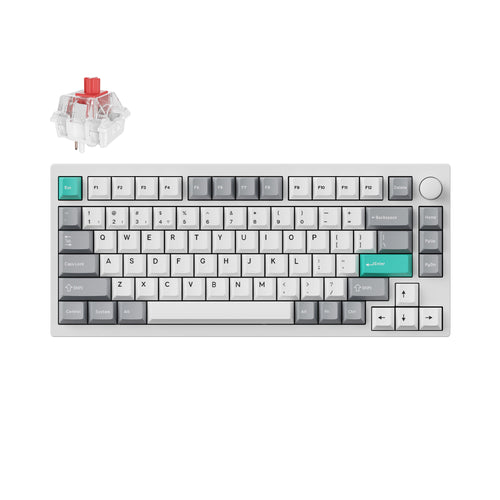 Lemokey P1 Pro QMK/VIA Wireless Custom Gaming Keyboard 75 percent Layout Aluminum White Fully Assembled for Windows Mac Linux Keychron Super Red