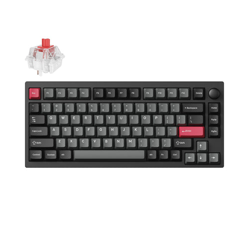 Lemokey P1 QMK/VIA Custom Gaming Keyboard 75 percent Layout Aluminum Carbon Black Fully Assembled for Windows Mac Linux Keychron Super Red