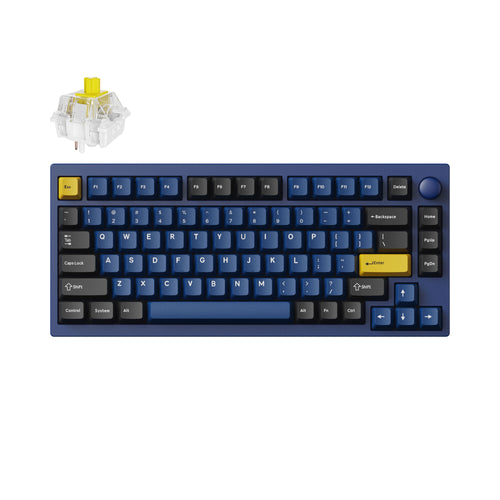 Lemokey P1 QMK/VIA Custom Gaming Keyboard 75 percent Layout Aluminum Navy Blue Fully Assembled for Windows Mac Linux Keychron Super Banana