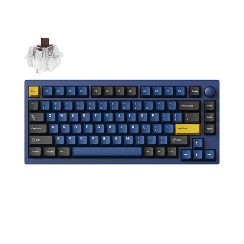 Lemokey P1 QMK/VIA Custom Gaming Keyboard 75 percent Layout Aluminum Navy Blue Fully Assembled for Windows Mac Linux Keychron Super Brown