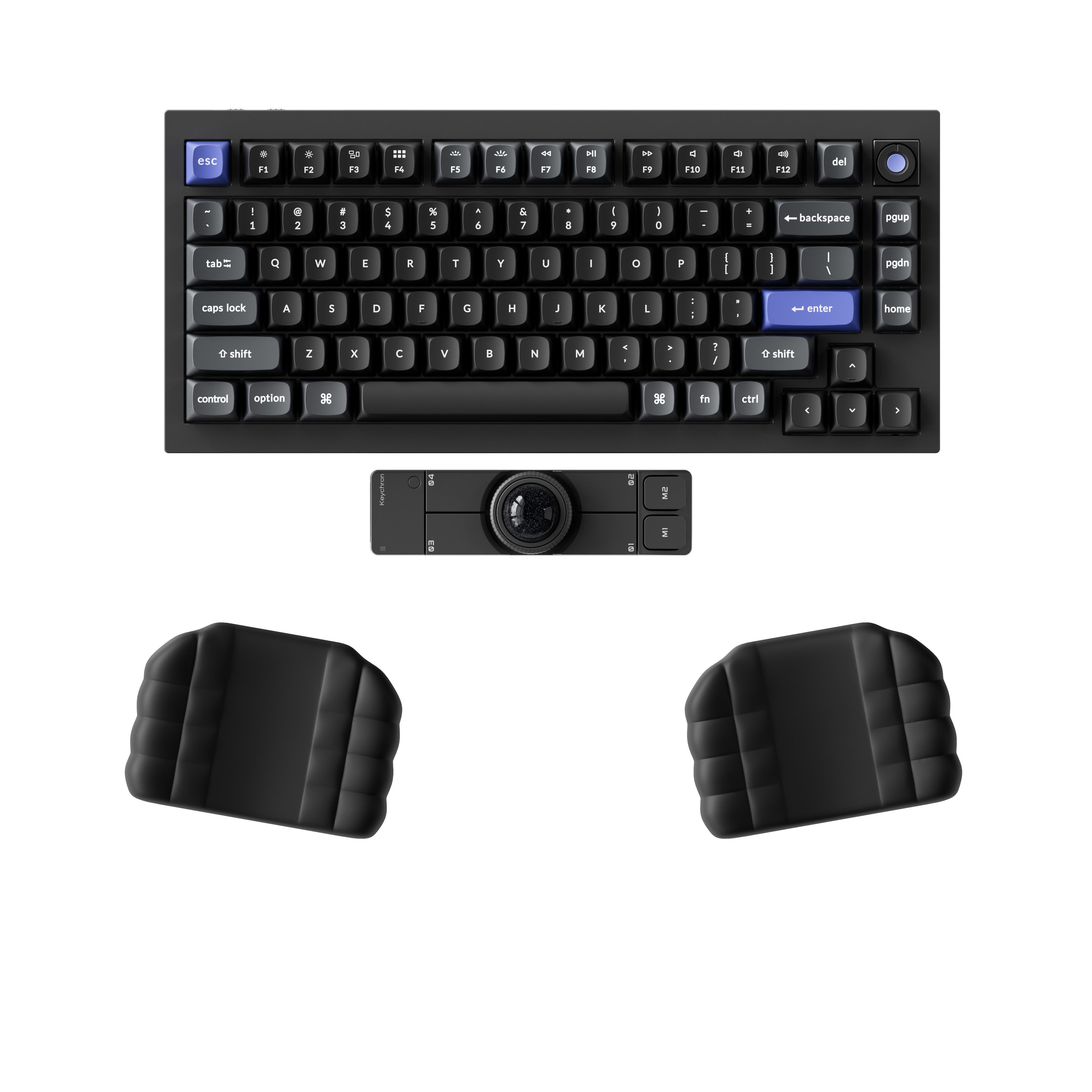 Keychron Nape Pro Dedicated Palm Rest in Black used beside a keyboard