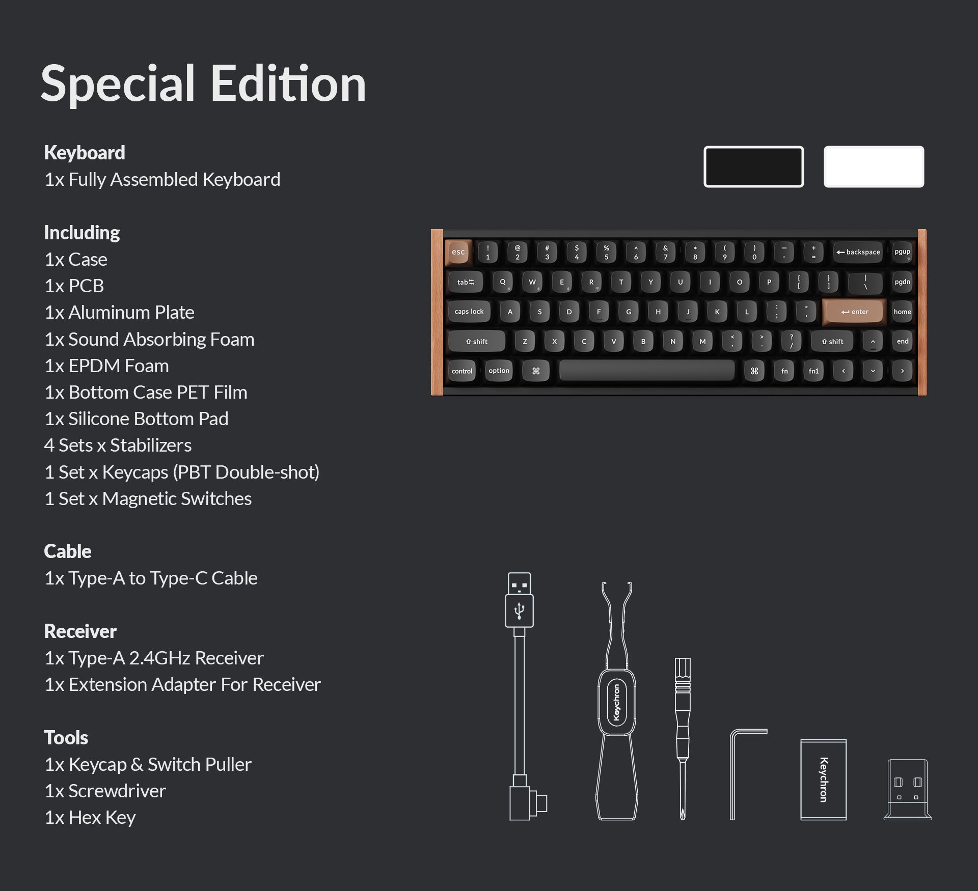 Package list of Keychron K6 HE 65% Layout Wireless Magnetic Switch Custom Keyboard Special Edition.jpg__PID:5b05e4fa-7a78-4b1e-a775-34edff66ce95