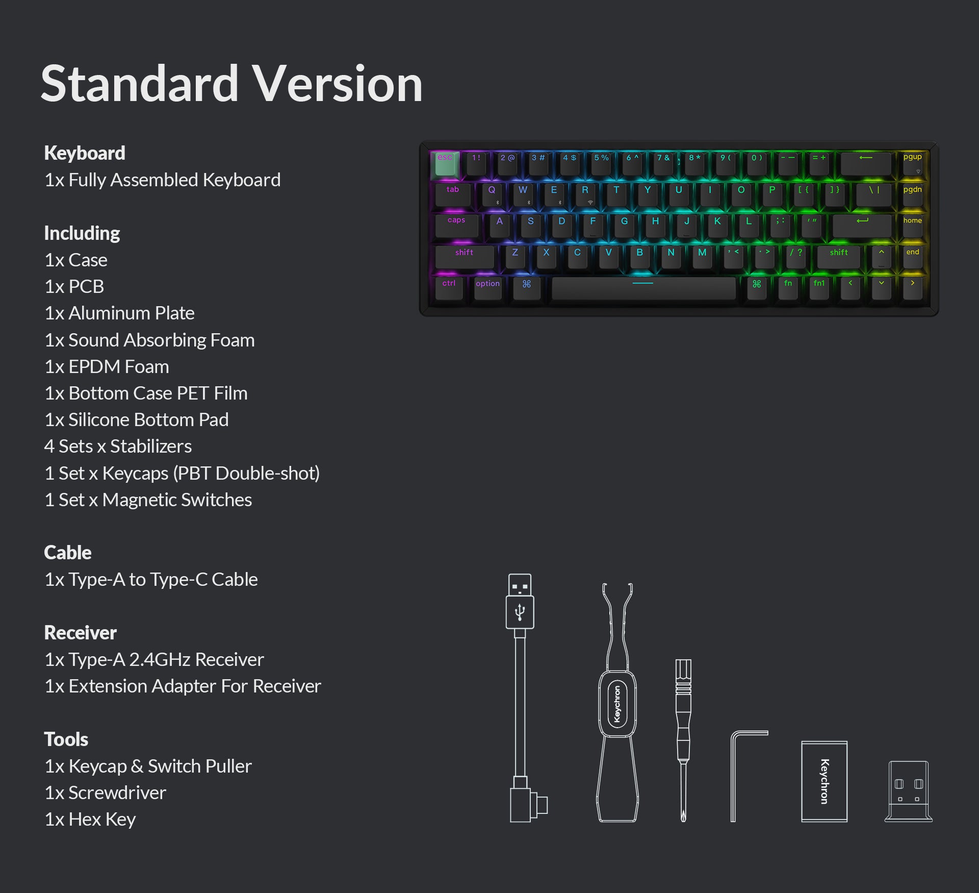 Package list of Keychron K6 HE 65% Layout Wireless Magnetic Switch Custom Keyboard Standard Version.jpg__PID:f89826b3-ccf4-450f-a363-5fdb5f9e525f