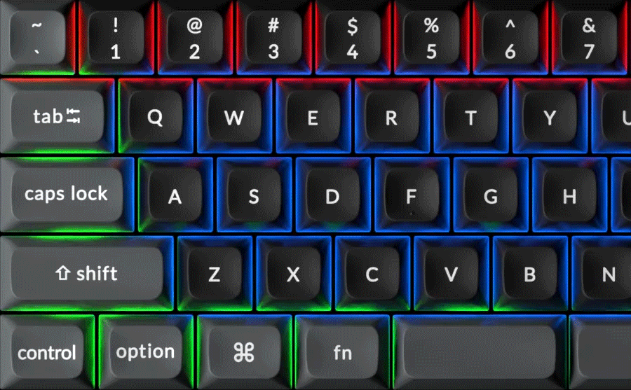 Demonstração do efeito Per-key RGB